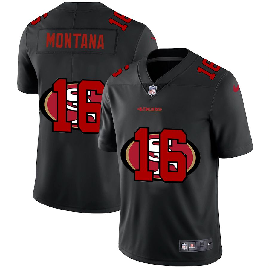 Men San Francisco 49ers #16 Montana Black shadow Nike NFL Jersey